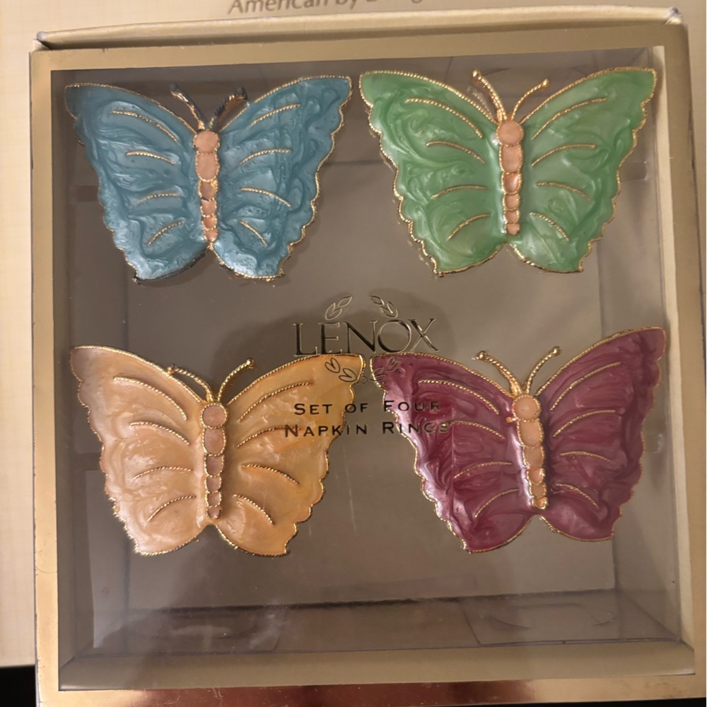 Lenox Butterfly Meadow Napkin Rings in Gold, Blue, Green, Purple